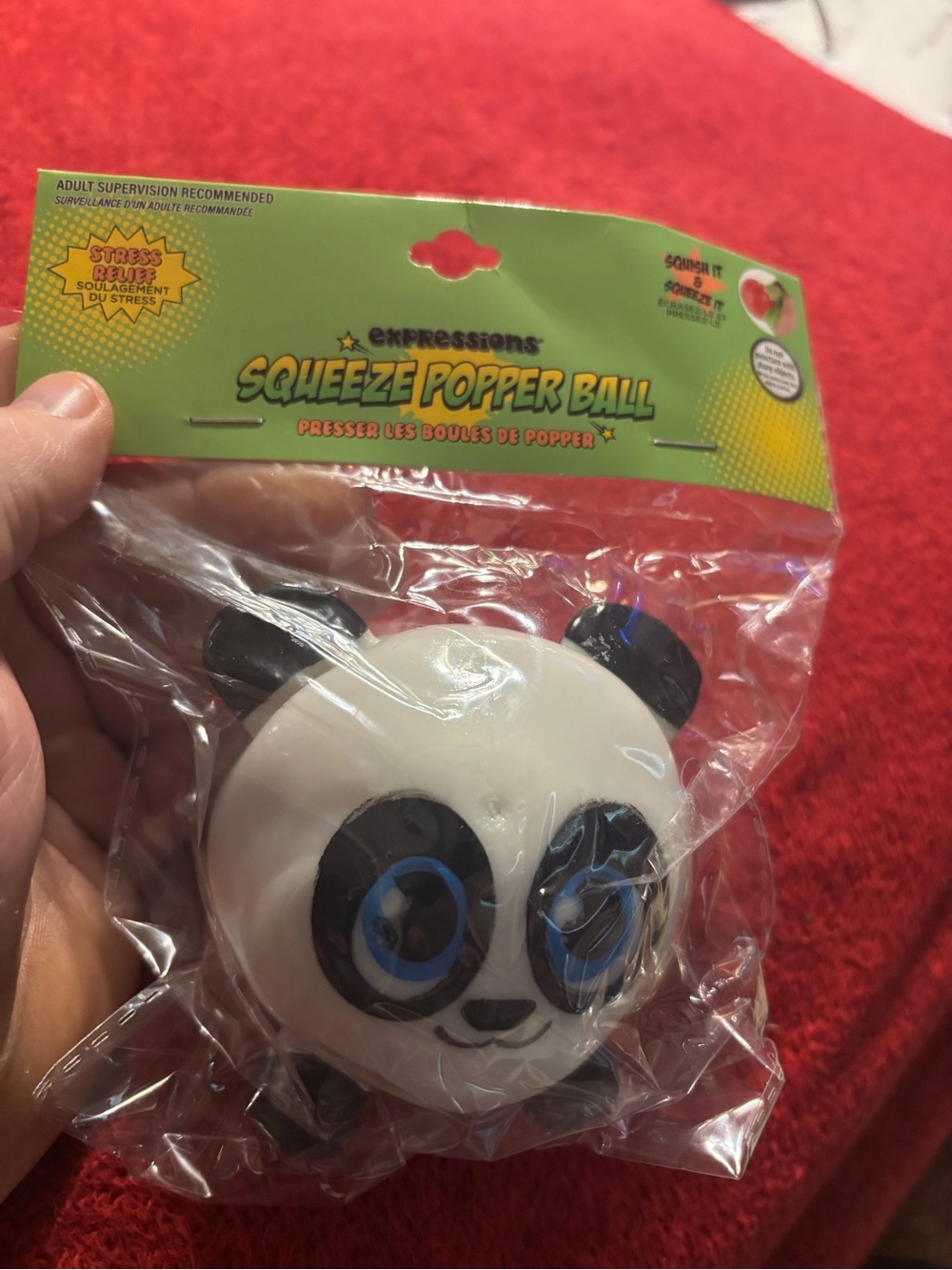 Expressions White Panda Squeeze Popper Ball - Stress Relief Kids Toy new